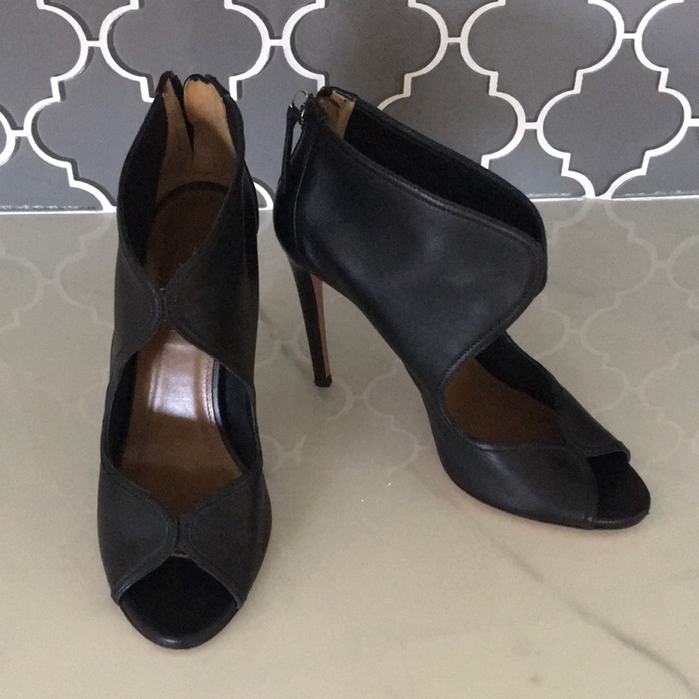 Aquazzura peep toe heels covered heel booties